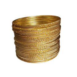 24 Bracelets Indiens Bangles métalliques couleur Or - 1