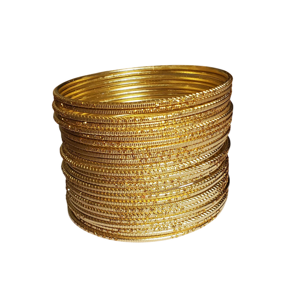 24 Bracelets Indiens Bangles métalliques couleur Or - 1