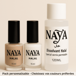 Pack NAYA : 2 vernis halal (teintes au choix) + 1 dissolvant - 53