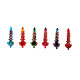 Lot de 6 bindis autocollants multicolores en forme élancée avec strass – bijoux de front traditionnels indiens – fond blanc