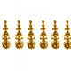 Lot de 6 bindis dorés autocollants de 21 mm – bijoux de front indiens en forme élancée avec strass – fond blanc – vue produit nette