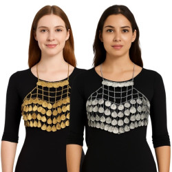 Soutien-gorge de danse orientale en pièces métalliques dorées – style tribal authentique