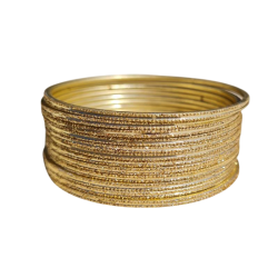 Lot de 12 bracelets indiens dorés pailletés – Taille adulte 6,5 cm - 1