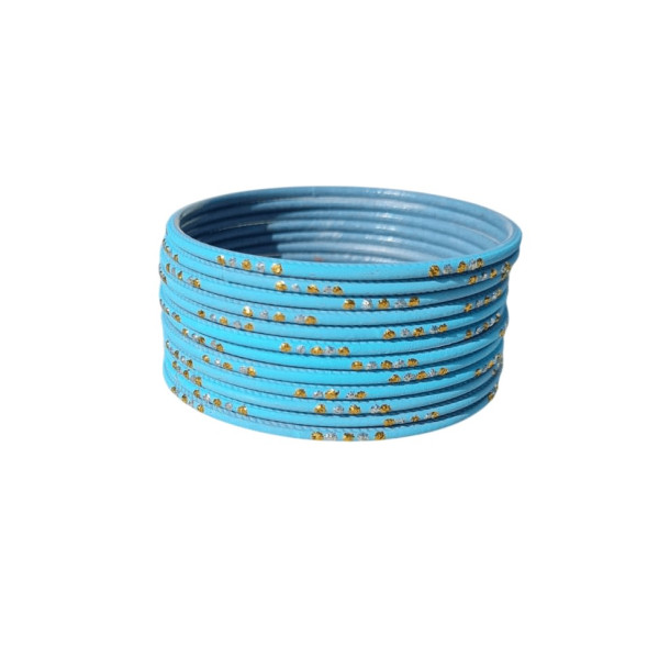 Bracelets indiens enfant bleu ciel décorés de paillettes dorées
