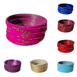 Lot de 12 Bracelets Indiens Enfant – Bangles Pailletés Métal 6 cm – 7 coloris disponibles