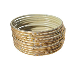 Lot de 12 bracelets indiens dorés en métal pailleté, 3 tailles disponibles