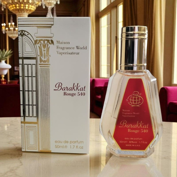 Parfum Dubaï Barakkat Rouge 540 – Eau de parfum Fragrance World 50 ml aux notes d’amande amère, safran et jasmin