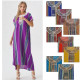 Djellaba Femme rayée à broderie panel de couleur 