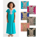 Djellaba Fille col brodé – du 4 au 14 ans, 5 coloris