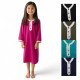 Robe orientale fille rose fuchsia avec boutons contrastés blancs