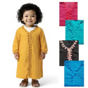 Djellaba orientale fille coton décor pompon