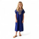 djellaba fille traditionel au cordon doré bleu roy