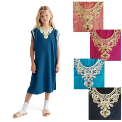 djellaba fille broderie or 5 couleurs
