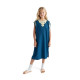 djellaba fille broderie or indigo sur fond blanc