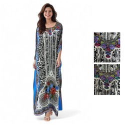 Robe colorée orientale imprimé léopard et paillettes + foulard gratuit - 3
