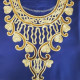 djellaba fille ample detail broderie or bleu roy enfant 4 à 14 ans