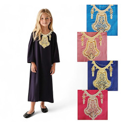 Djellaba orientale enfant noire – robe fillette manches longues disponible du 4 au 14 ans"