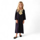 Djellaba orientale enfant noire – robe fillette avec plastron or disponible du 4 au 14 ans"