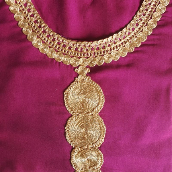 Djellaba femme manches courtes – Coupe ample et décor doré - 2