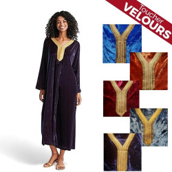 Djellaba femme velours fleuri - 5
