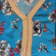 djellaba coton femme fleurie turquoise detail de pres