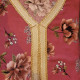 djellaba coton femme fleurie rose detail de pres