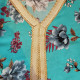 djellaba coton femme fleurie vert detail de pres