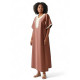 Djellaba pour femme en coton marron avec broderies beige, coupe ample et manches courtes