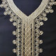 Djellaba pour femme en coton noire, élégante avec détails brodés beige