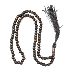 Tasbih en bois marron foncé 99 grains avec franges pour dhikr et méditation
