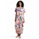 Robe longue orientale fleurs et pompons fluos - 5
