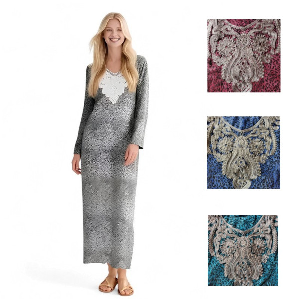 Djellaba pour femme imprimé léopard avec broderie blanche - 2
