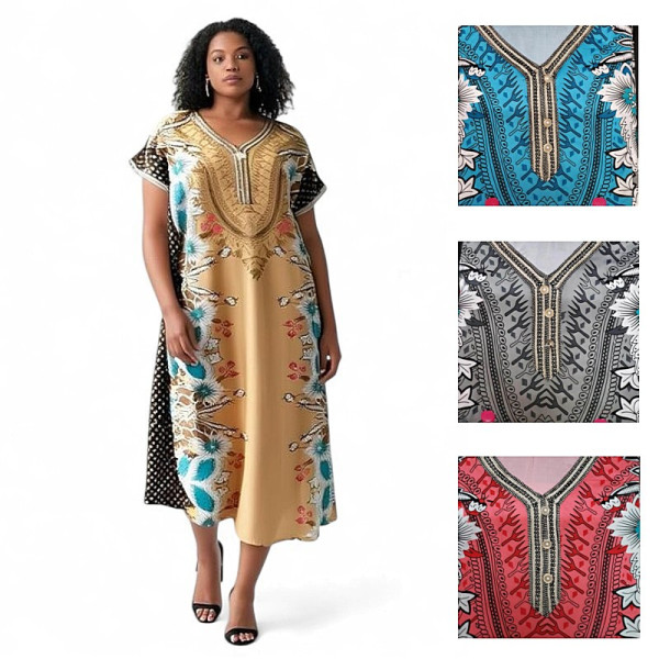 Djellaba pour femme extensible imprimé floral et moderne - 4