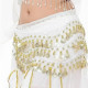 Ceinture de danse orientale blanc à sequins dorés - 1