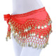 Ceinture de danse orientale rouge à sequins dorés - 1