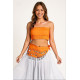 Ceinture de danse orientale orange à pièces argent - 2