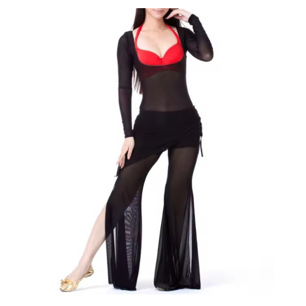 Tenue de cours de danse orientale noir et rouge - 1