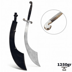 Sabre Cimeterre de Danse Orientale – Lame Acier Chromé, Manche Bois & Laiton – 1250 g 