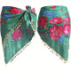 ceinture de danse orientale triangulaire verte avec fleurs et sequins dorés