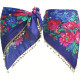 ceinture de danse orientale triangulaire bleu roi avec fleurs et sequins dorés