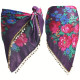 ceinture de danse orientale triangulaire violette avec fleurs et sequins dorés