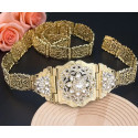 Ceinture orientale plaqué or – motif fleur en strass