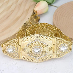 Ceinture orientale plaqué or avec strass blancs et maillons articulés