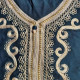 Djellaba / abaya maison vert foncé zoom sur le col