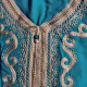 Djellaba / abaya maison vert d'eau encolure doré