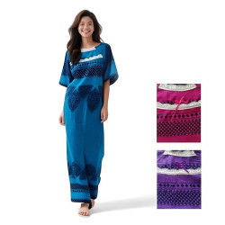 Djellaba femme imprimé noir et fine dentelle - 3