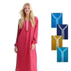 Robe de maison lègère manches longues pompons - 5