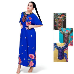 Djellaba femme modèle fleuri pour l'été - 1
