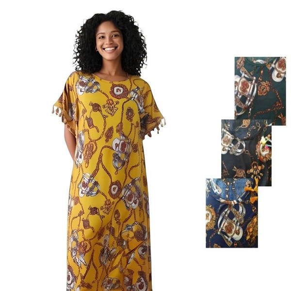 Robe longue orientale style boho chic et pompons - 4