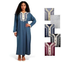 Robe de maison djellaba Jersey motifs dorés - 6